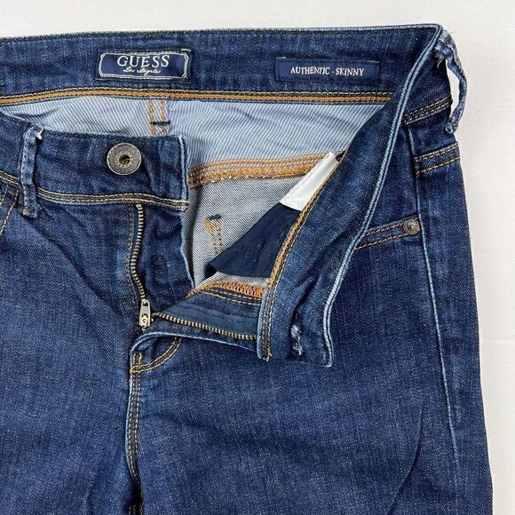 Pre-Loved Guess Women Denim Skinny Blue Jeans Cotton Straight Leg Pants US 26 - Picture 11 of 16